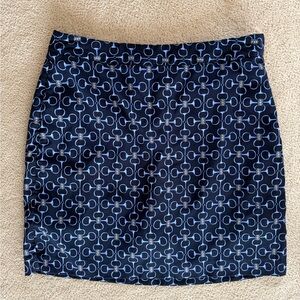 Navy Geometric Print Pencil Skirt